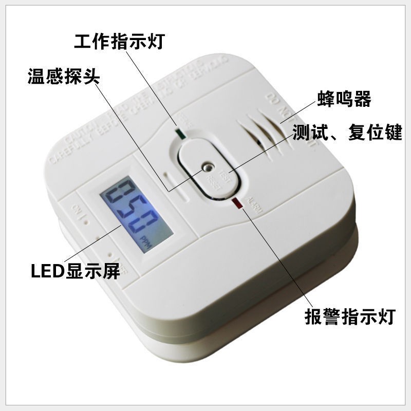  家用一氧化碳、溫度、煙霧三合一復(fù)合型報(bào)警器CO01A